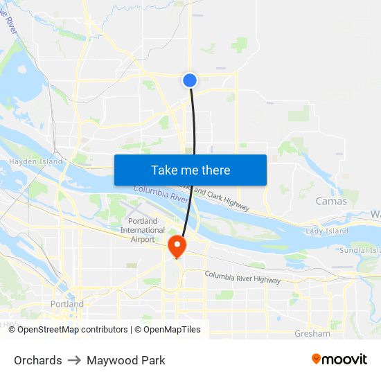 Orchards to Maywood Park map