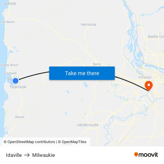 Idaville to Milwaukie map
