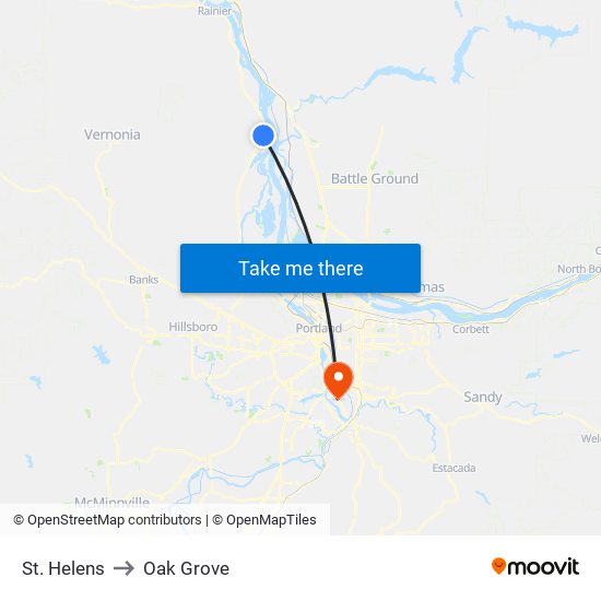 St. Helens to Oak Grove map