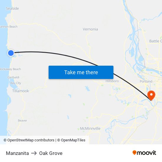 Manzanita to Oak Grove map