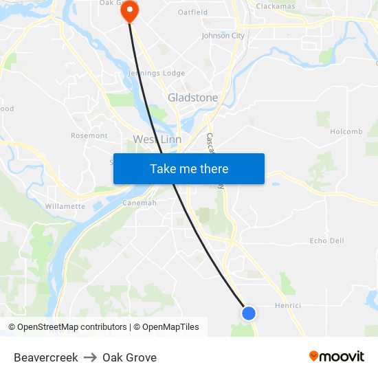 Beavercreek to Oak Grove map