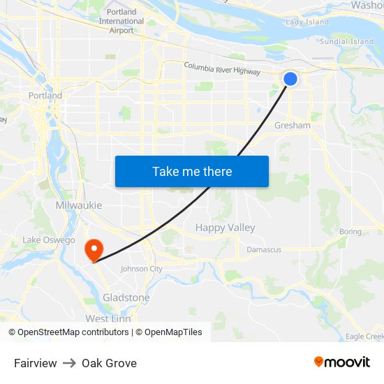 Fairview to Oak Grove map
