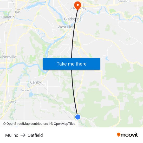 Mulino to Oatfield map