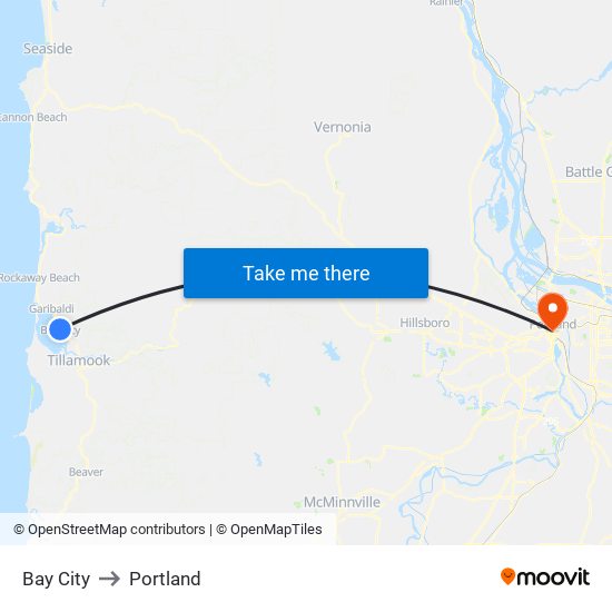 Bay City to Portland map