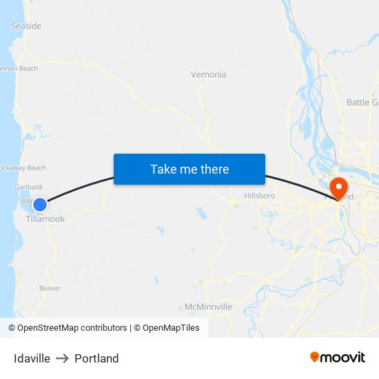 Idaville to Portland map