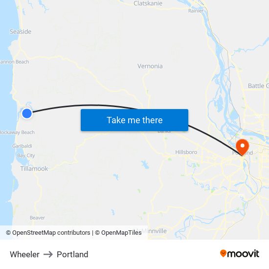 Wheeler to Portland map