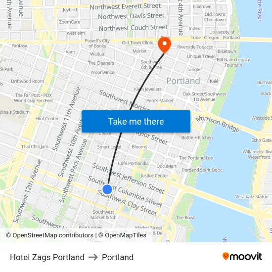 Hotel Zags Portland to Portland map