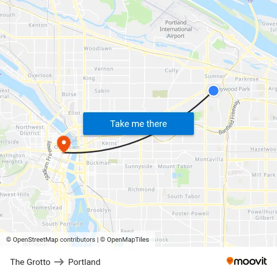 The Grotto to Portland map