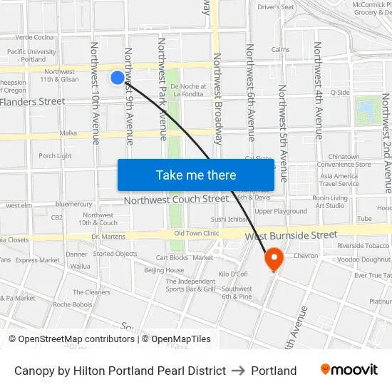 Canopy by Hilton Portland Pearl District to Portland map