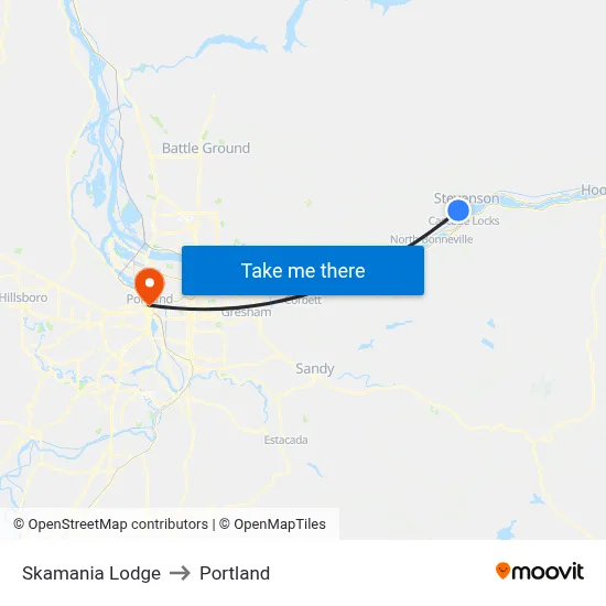 Skamania Lodge to Portland map