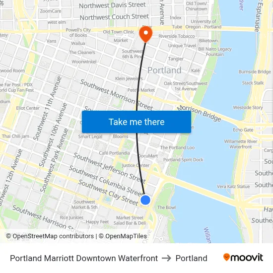 Portland Marriott Downtown Waterfront to Portland map