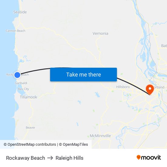 Rockaway Beach to Raleigh Hills map