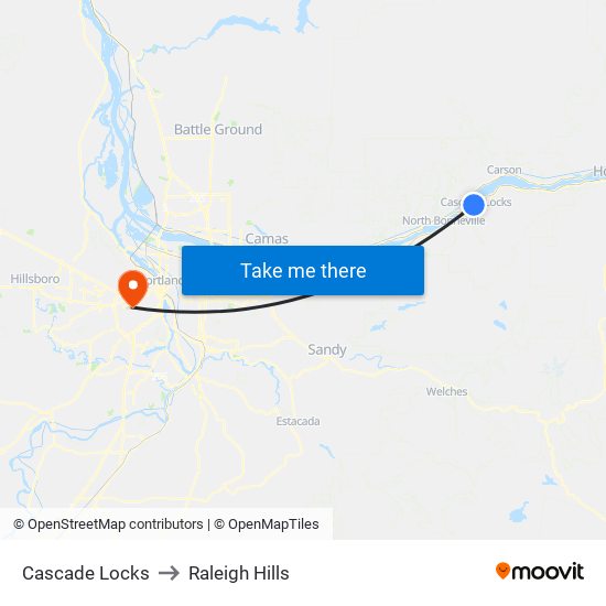 Cascade Locks to Raleigh Hills map