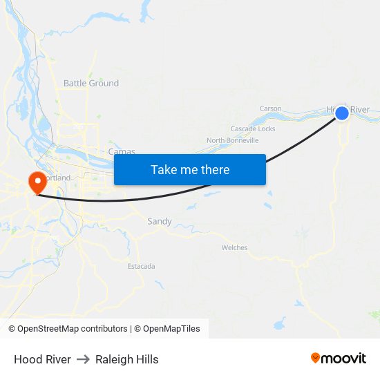 Hood River to Raleigh Hills map