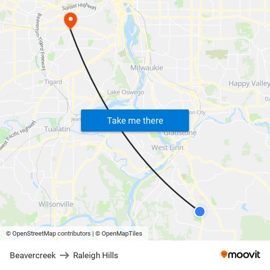 Beavercreek to Raleigh Hills map