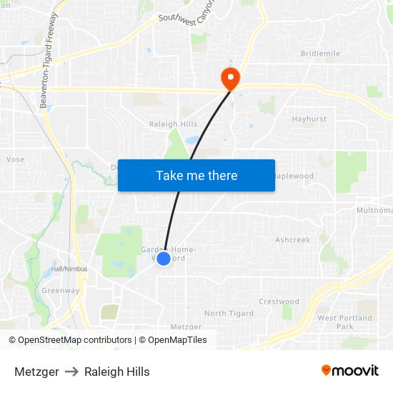 Metzger to Raleigh Hills map