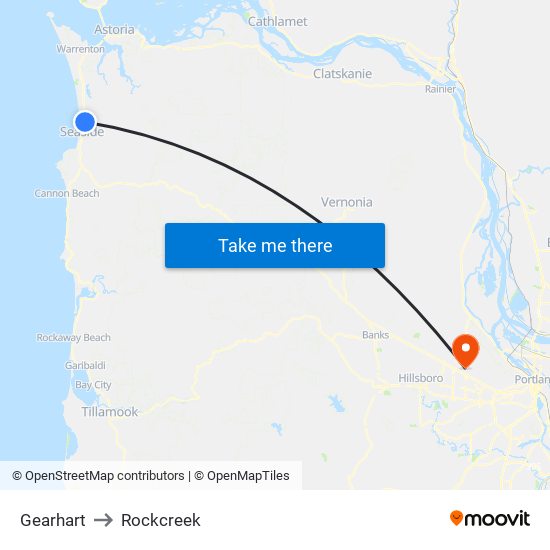 Gearhart to Rockcreek map