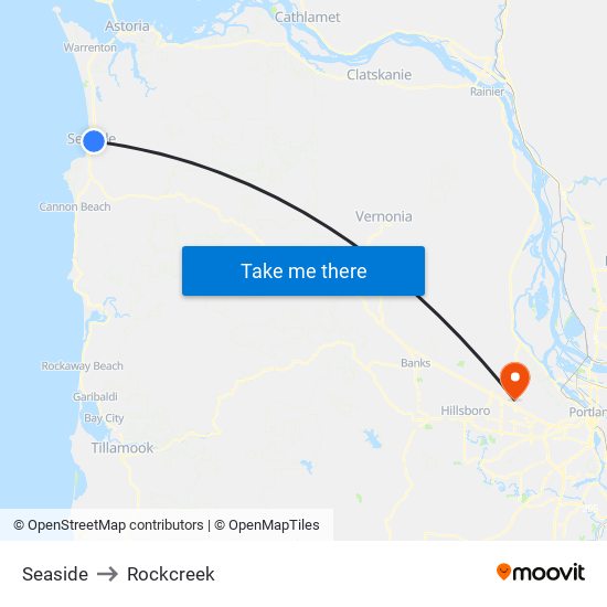Seaside to Rockcreek map