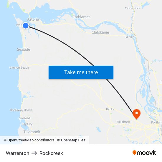 Warrenton to Rockcreek map