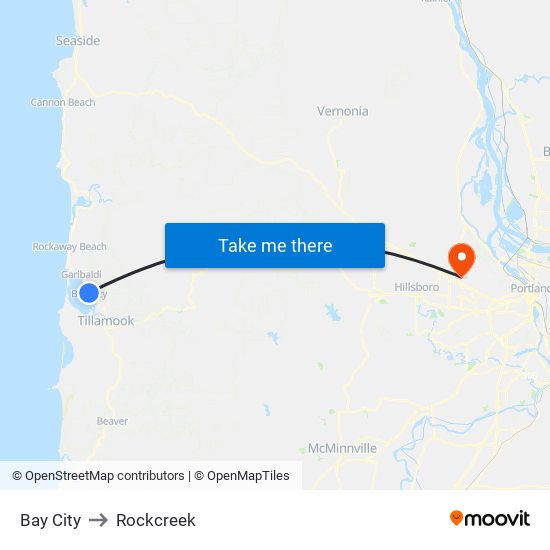 Bay City to Rockcreek map