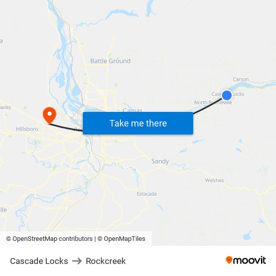 Cascade Locks to Rockcreek map
