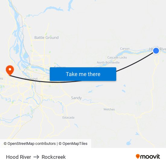 Hood River to Rockcreek map