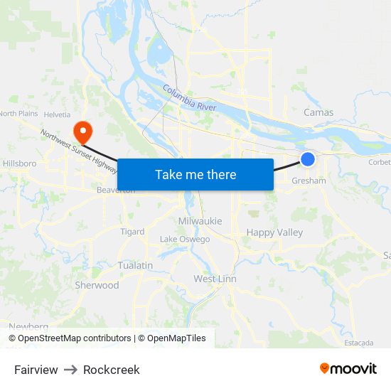 Fairview to Rockcreek map