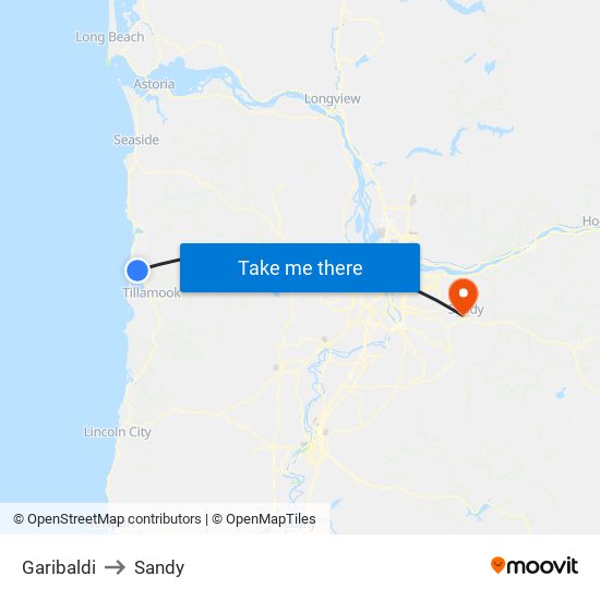 Garibaldi to Sandy map