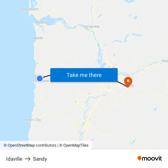 Idaville to Sandy map