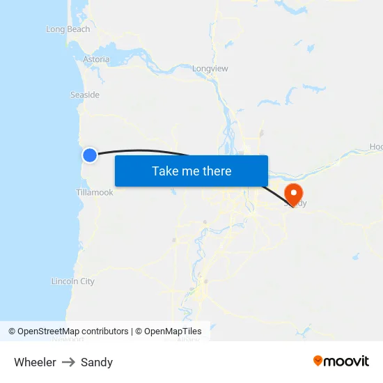 Wheeler to Sandy map