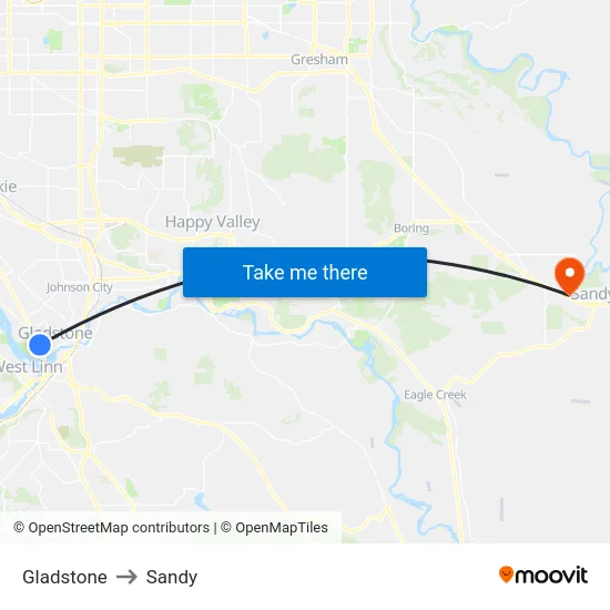 Gladstone to Sandy map