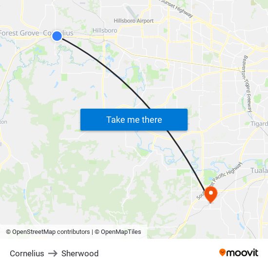 Cornelius to Sherwood map