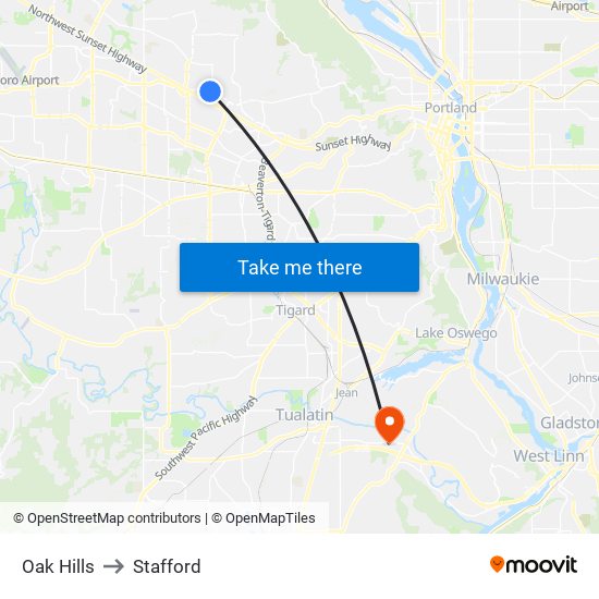 Oak Hills to Stafford map