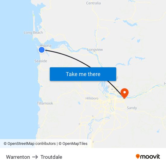 Warrenton to Troutdale map
