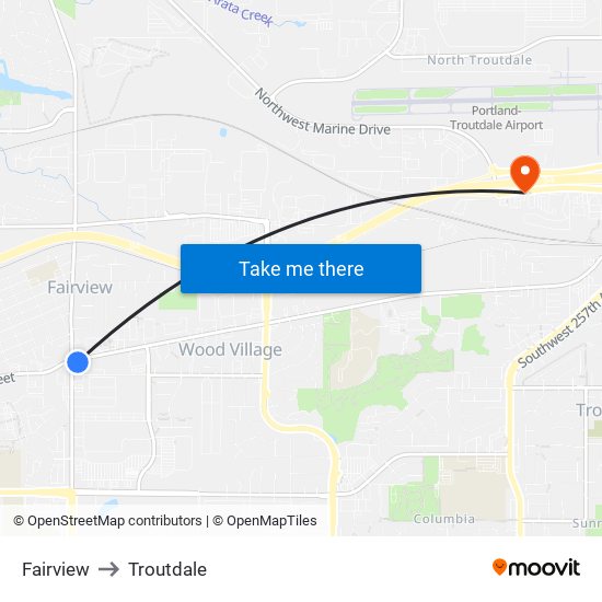Fairview to Troutdale map