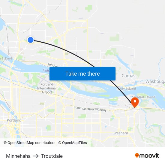 Minnehaha to Troutdale map