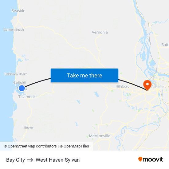 Bay City to West Haven-Sylvan map