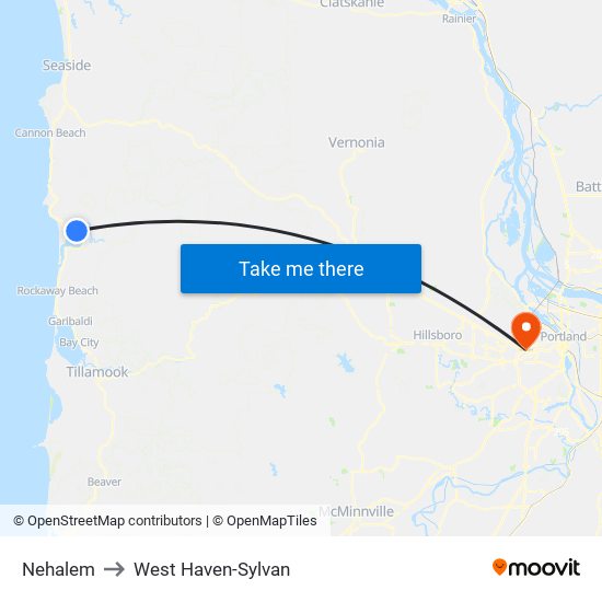 Nehalem to West Haven-Sylvan map