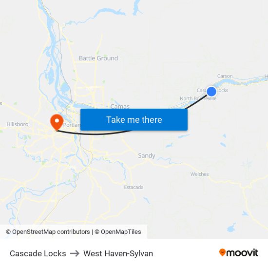 Cascade Locks to West Haven-Sylvan map
