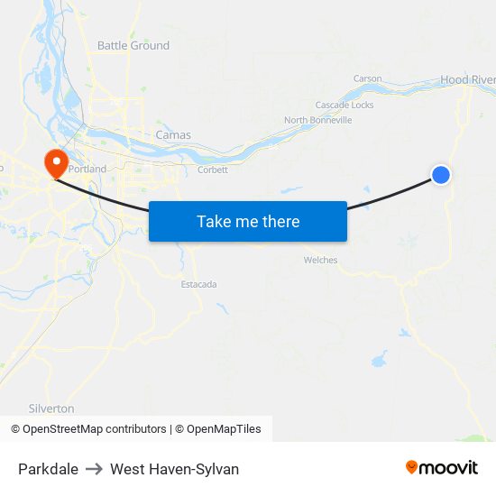 Parkdale to West Haven-Sylvan map