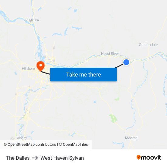 The Dalles to West Haven-Sylvan map