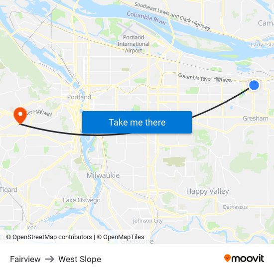 Fairview to West Slope map