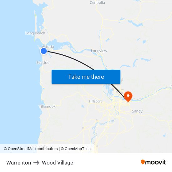 Warrenton to Wood Village map
