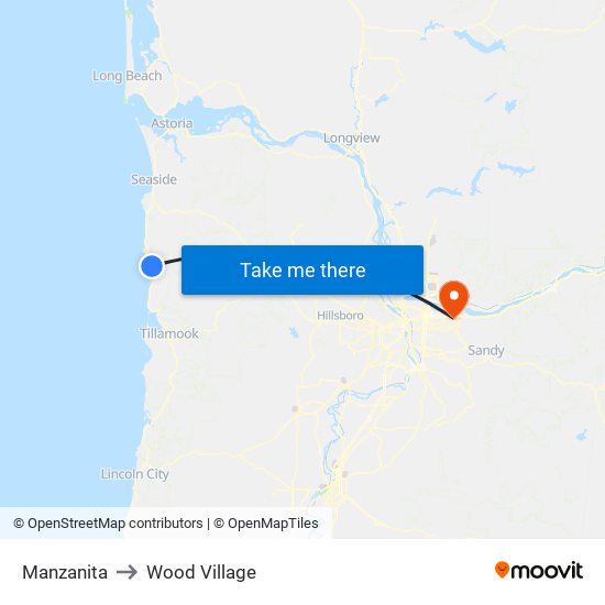 Manzanita to Wood Village map