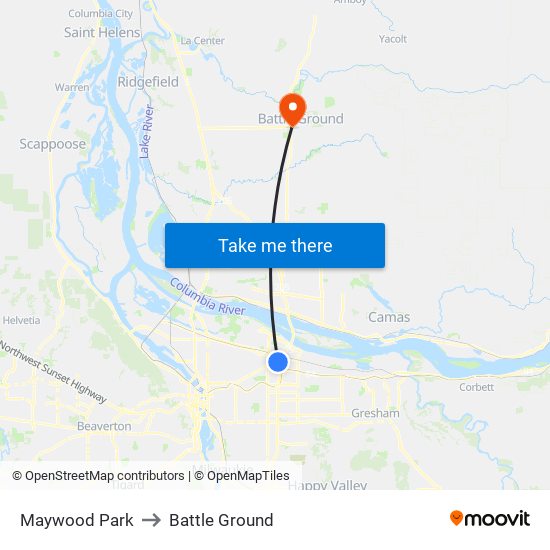 Maywood Park to Battle Ground map