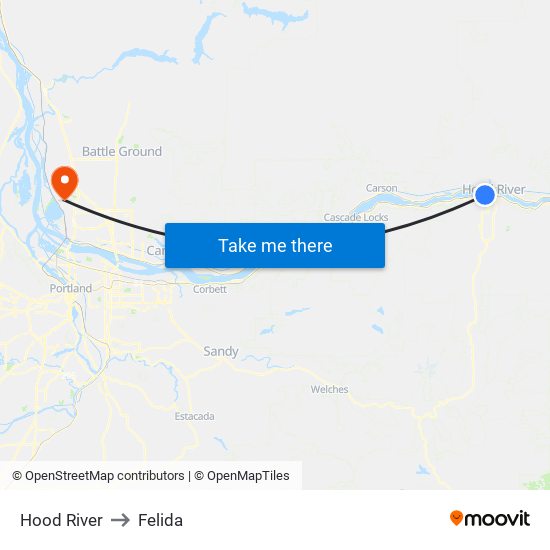 Hood River to Felida map