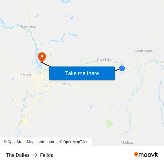 The Dalles to Felida map