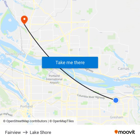 Fairview to Lake Shore map