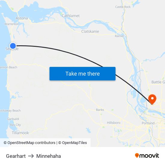 Gearhart to Minnehaha map