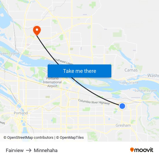 Fairview to Minnehaha map
